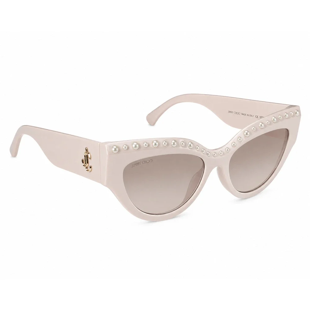 Jimmy Choo Sonja Light Pink Pearl Embellished Cat Eye Sunglasses 55-17-145